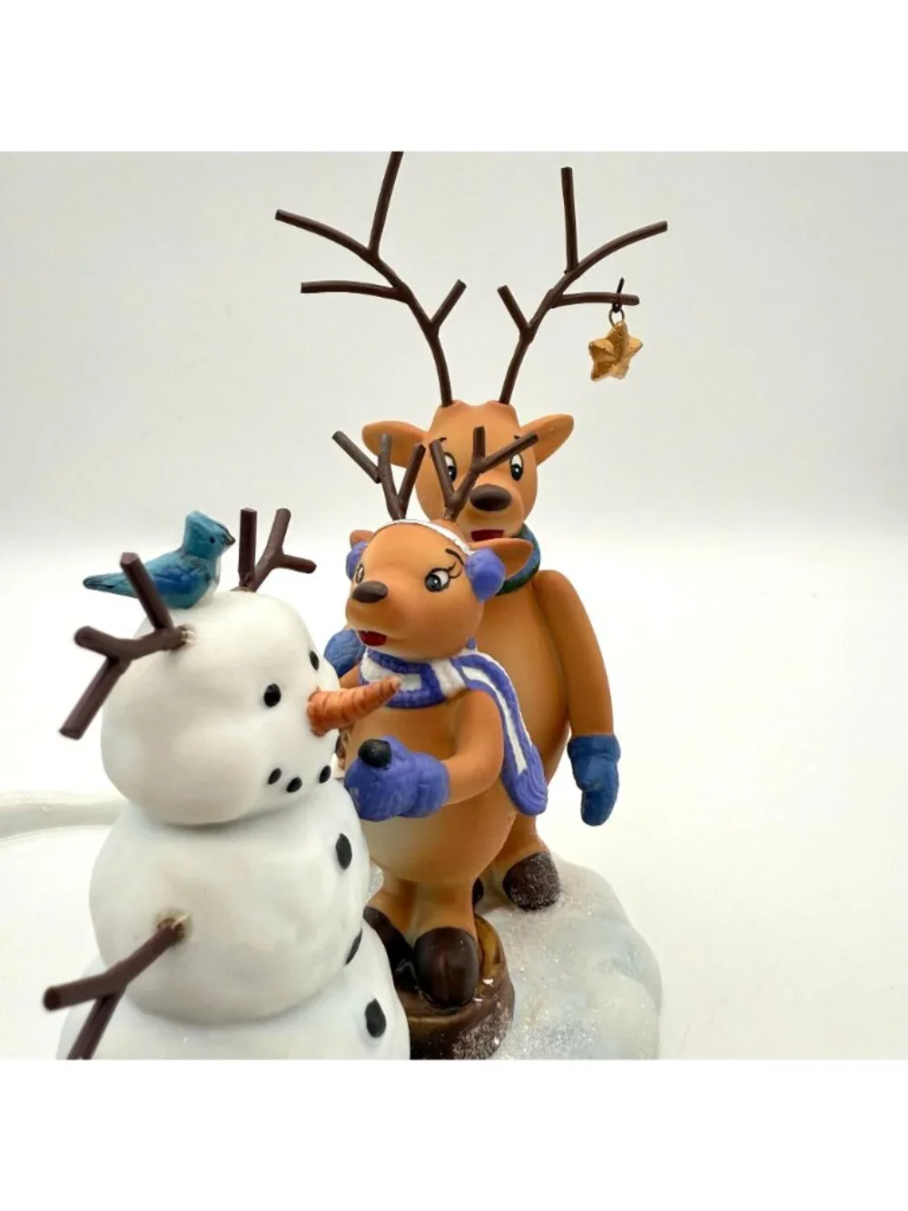 PartyLite Reindeer Snowman Scene Pillar Candle Holder Figurine w Box Pamphlet